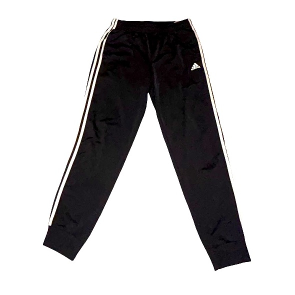Boys Adidas Black and White Sweatpants with Signature Stripes with Pockets